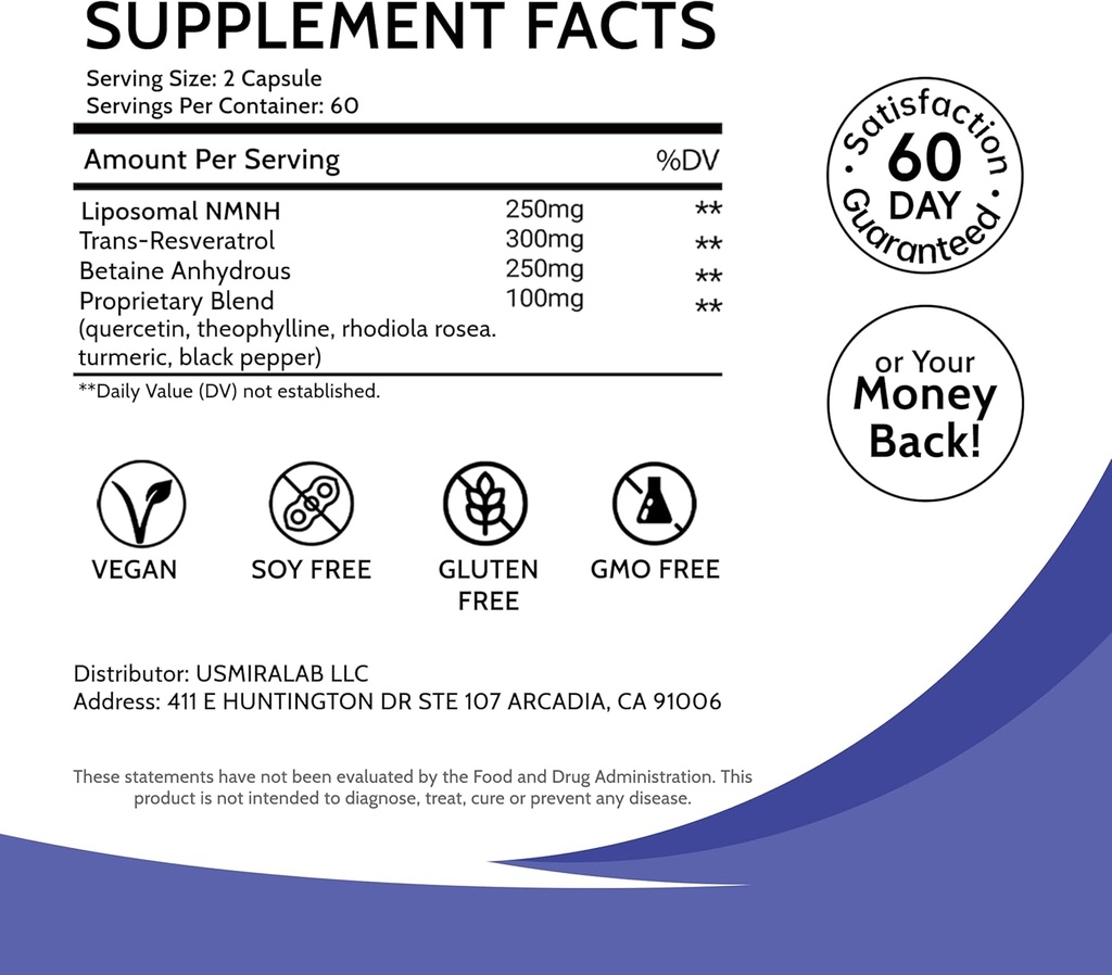 Liposomal NMNH 여성 에너지 보충: NMN 대안 + Trans-Resveratrol + TMG | 밀어 NAD+ 수준, 세포 재생 & 레이디언트 피부 - 60 일 노화 방지 공식 7
