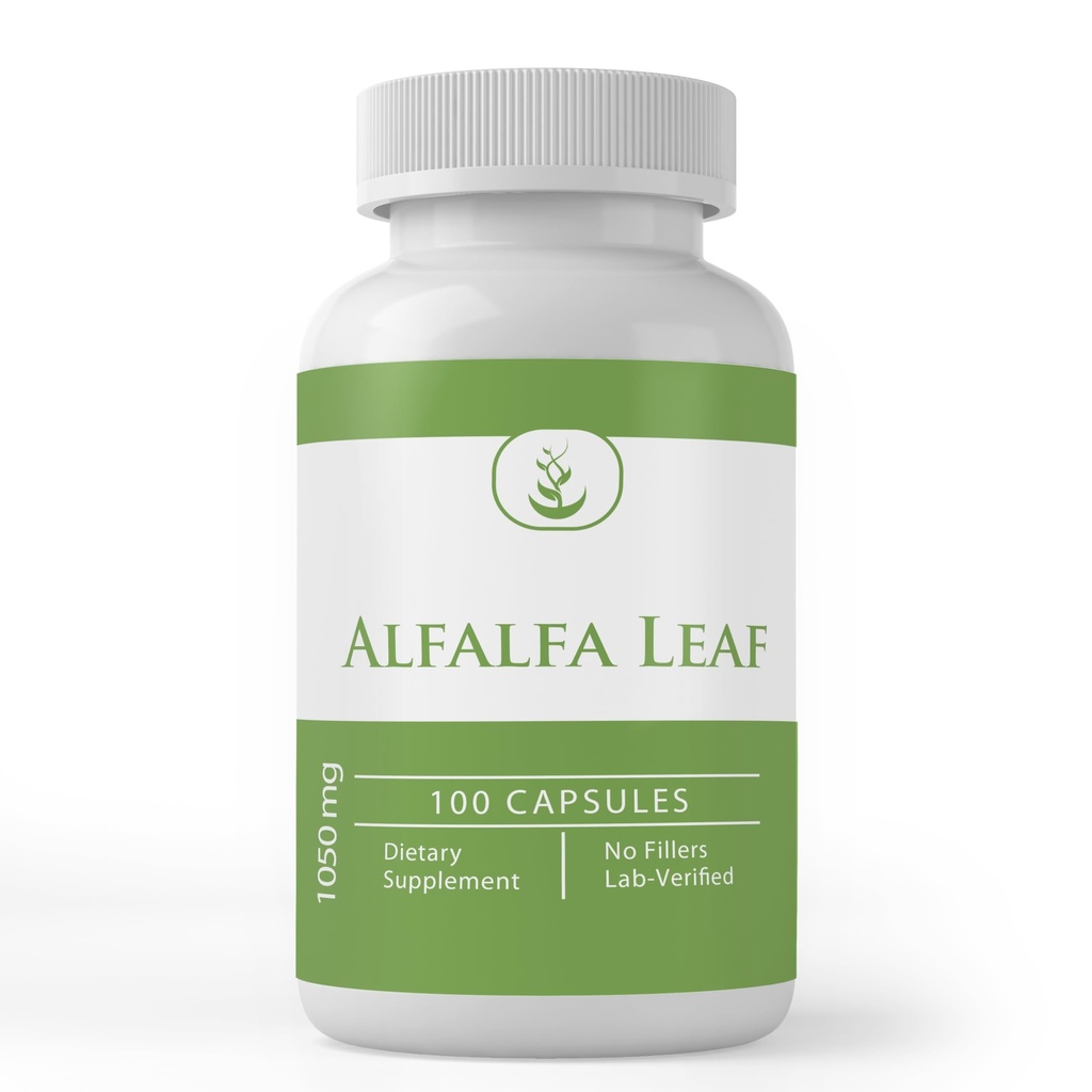 순수한 본래 성분 Alfalfa 잎, (100의 캡슐) 항상 순수한, 첨가물 없음 또는 충전물, 확인되는 실험실