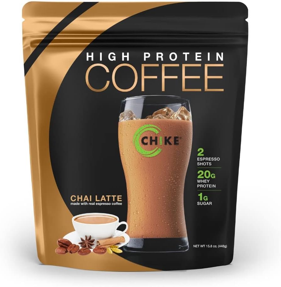 Chike Chai Latte High Protein Iced Coffee, 20 G Protein, 2 샷 에스프레소, 1 G Sugar, Keto Friendly 및 글루텐 무료, 14 서빙 (16 Ounce)