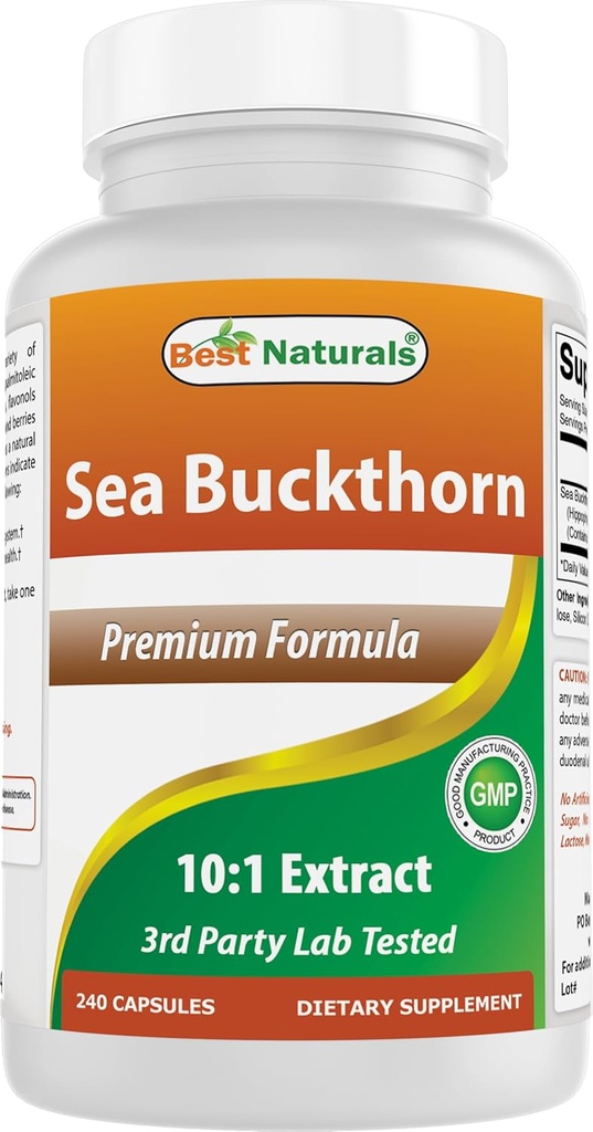 제일 자연적인 바다 Buckthorn 기름 분말 추출물 10:1 500 mg 240 캡슐 - 비 GMO, 글루텐 자유로운 - 자연적인 Occuring Omega-7 Palmetoleic 산을 포함합니다