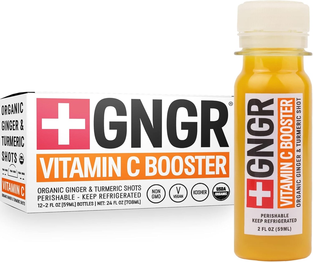 +GNGR 비타민 C 면역 부스터는 Turmeric, Cayenne, Acerola, 모든 자연 면역성 및 소화 지원을위한 페루 생강 주스와 면역성이 뛰어난 샷 2 fl oz (12 팩)
