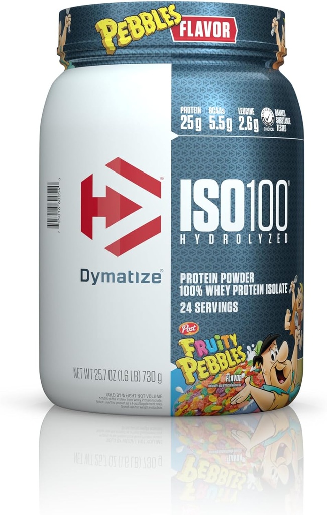 Dymatize ISO100 Hydrolyzed 100 Whey Protein Isolate Fruity Pebbles (1.6 Lbs. / 24 서빙)