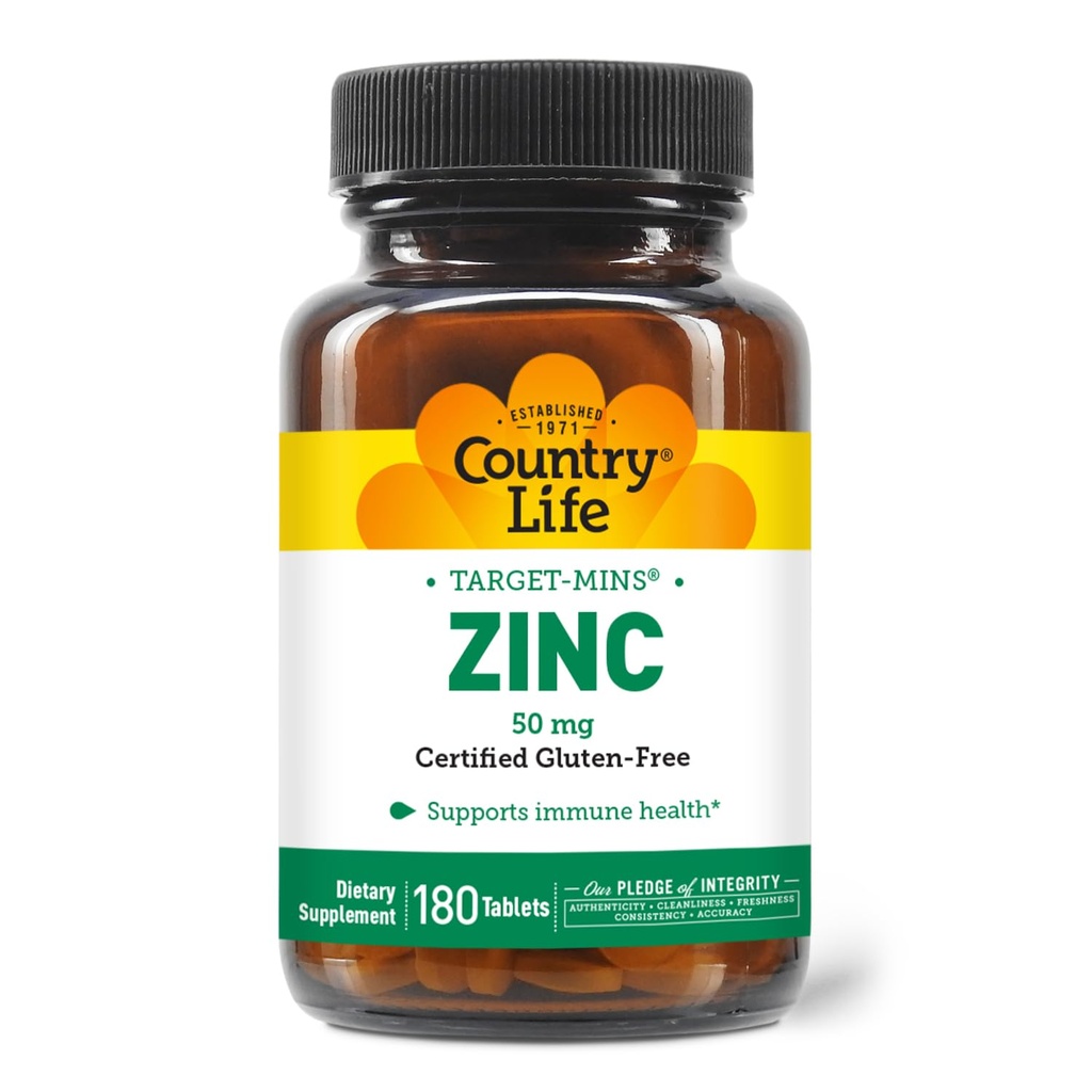 Country Life Target-Mins Zinc 50 mg 180 Tablets - 아연 보충제 - 아연 50mg - 아연 지원