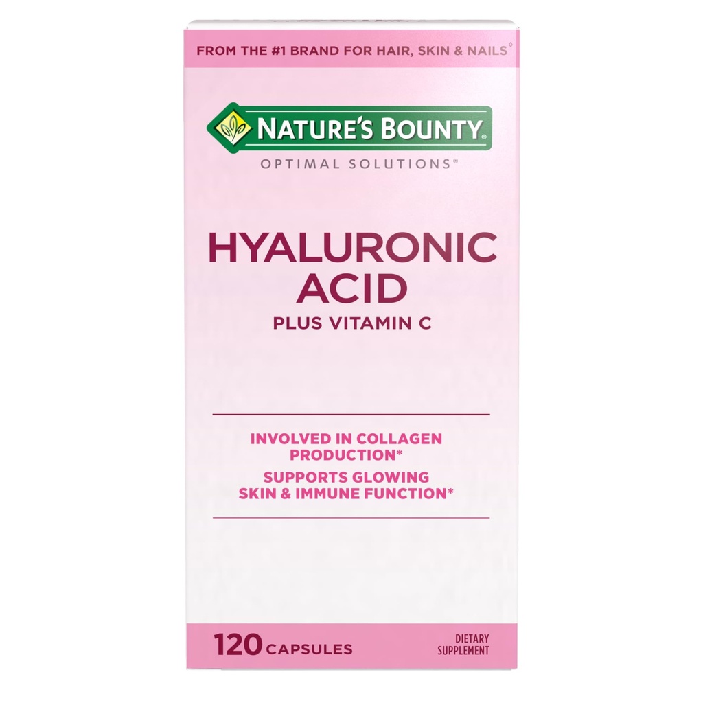 Nature 's Bounty Vitamin C 및 Hyaluronic 산 보충교재, 지원 Glowing 피부, 면역 기능 & 교원질 생산, 120의 캡슐 - 60 일 공급, 피부 건강을 위한 최선 해결책 보충교재