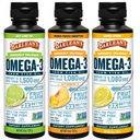 Barlean 's Omega 3 Fish Oil Liquid Supplement 3-Flavor Variety Pack for Men and Women, EPA 및 DHA Fatty Acid, Key Lime Pie, Lemon Crème 및 Mango Peach 풍미, 8 oz 포함