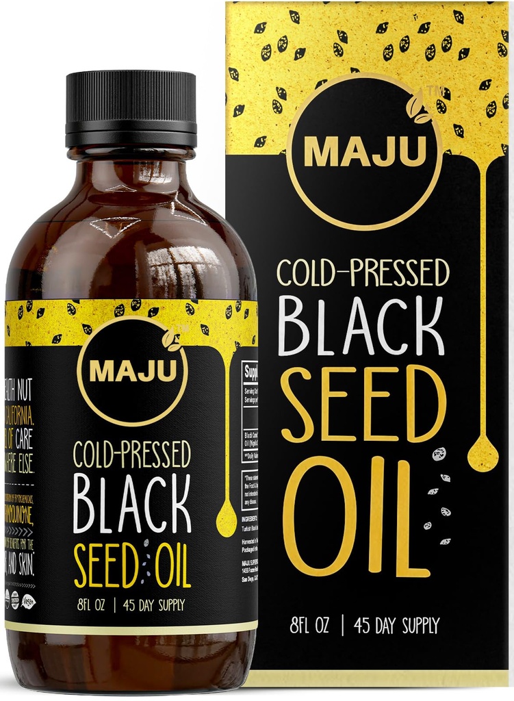 MAJU Black Seed Oil - 3 번 Thymoquinone, 냉간압, 100 % 터키의 검은 Cumin Seed Oil, 액체 순수한 Blackseed Oil, 유리 병, 8 온스