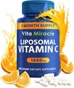 Liposomal 비타민 C 1450mg - 180의 캡슐 매우 흡수 아스코르브산 VIT C 지원 면역 체계 지방 수용성 산화 방지제 & 교원질 승압기는 비타민 C 1000mg 또는 500mg 비 GMO Vegan와 비교합니다