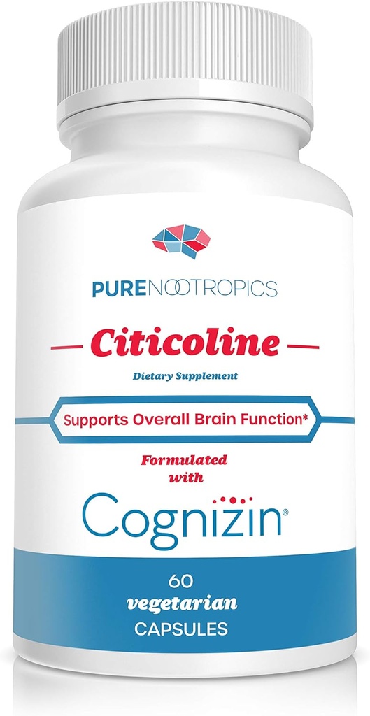 Pure Nootropics - CDP 콜린 (시초콜린) 캡슐 300 mg 캡슐 | 60 Veg Cap Value Pack | 진단 기능 및 성능, 기억, 관심 및 두뇌 건강 지원 | Bioavailable Cognizin