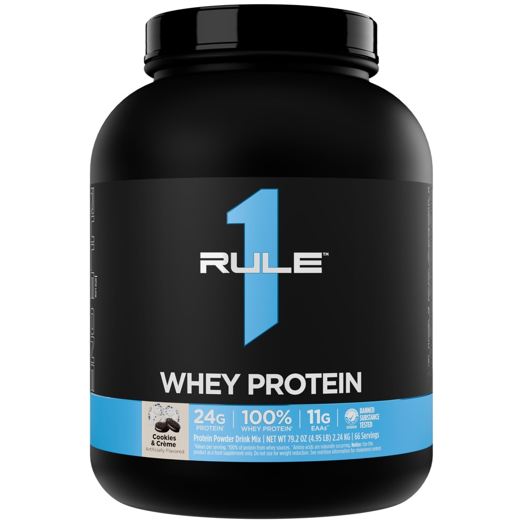 규칙 1 Whey Protein - 24g 자연적인 Occurring EAAs 및 운동 회복을위한 BCAAs 및 언제든지 사용 (5 파운드 *, 쿠키 및 크림)