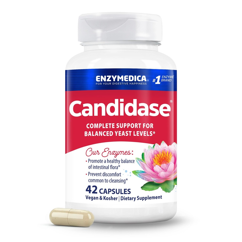 Enzymedica, Candidase, Gentle Cleansing Support, Gut Health & Digestion, 42 카운트에 대한 소화 효소