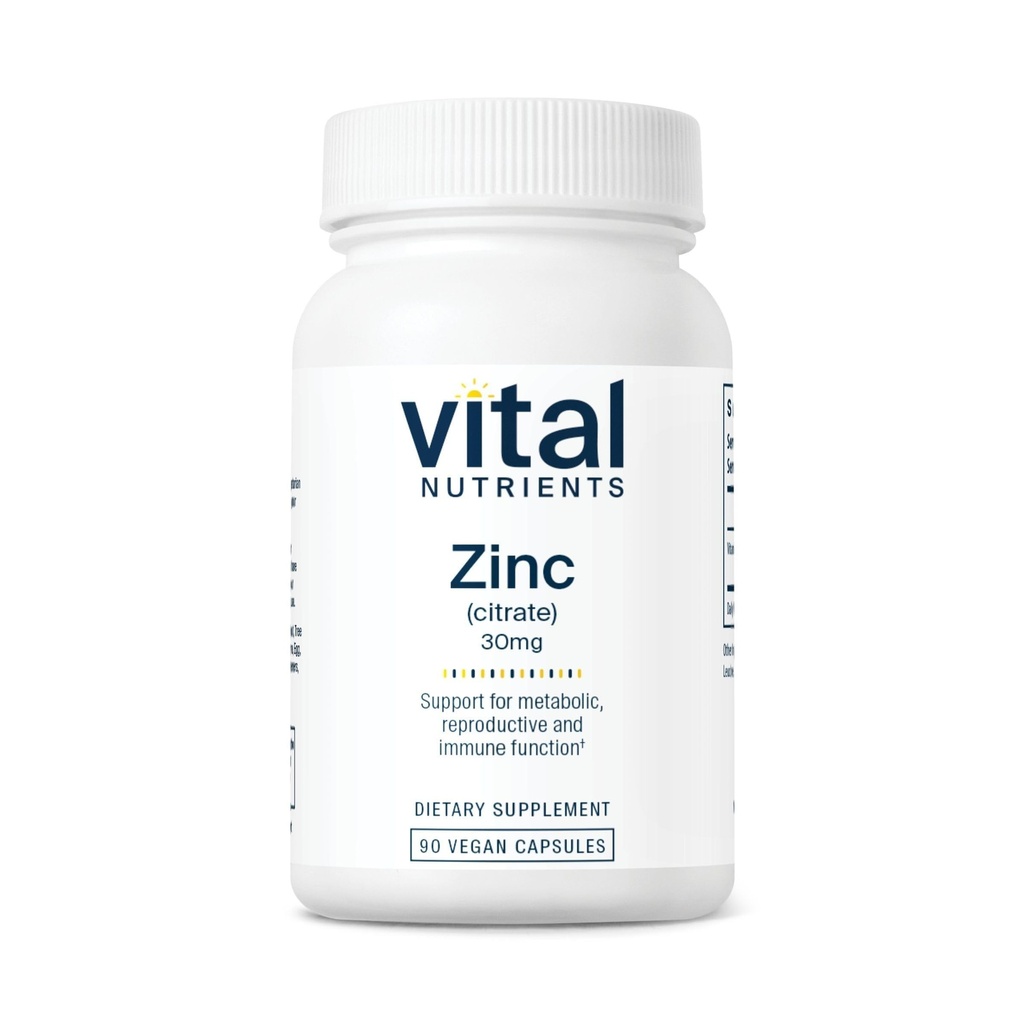 Vital Nutrients 아연 시트레이트 30mg | 쉽게 흡수 면역 지원 보충교재 * | Vegan 아연 보충 | 글루텐, 낙농장, 콩 무료 | Non-GMO | 30mg | 90 캡슐
