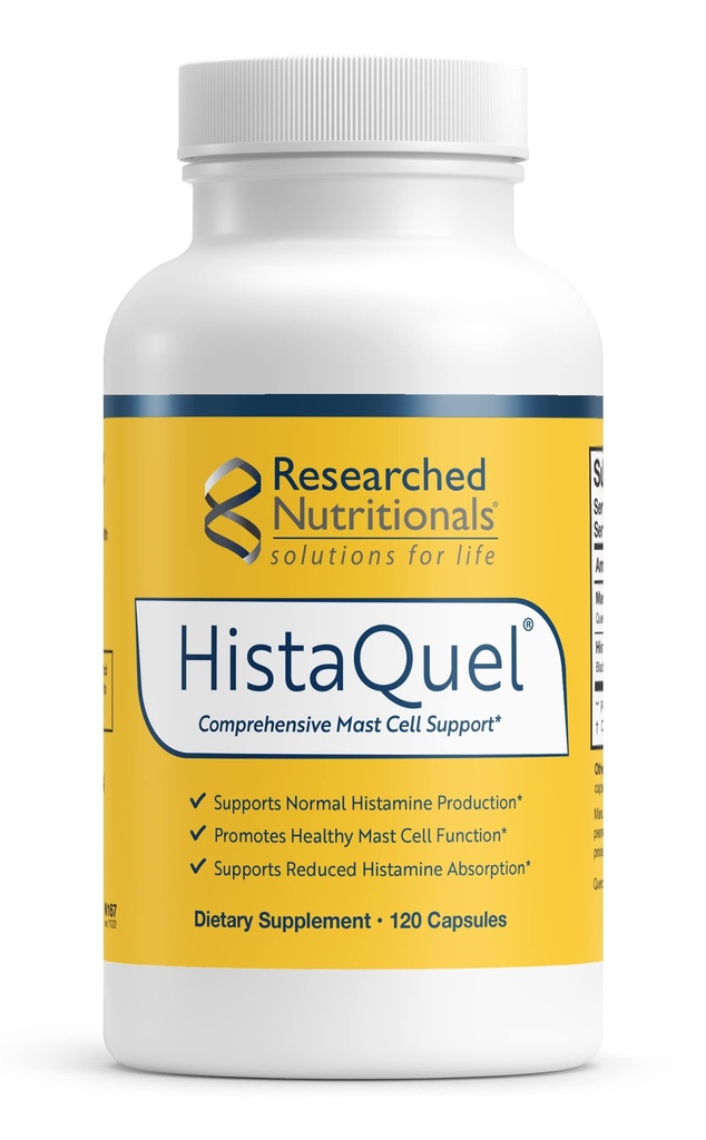 연구 영양 HistaQuel - 듀얼 액션 Histamine & 돛대 셀 지원 공식 - 임상 연구 Flavonoid & 초본 공식 Sting Nettle & Black Cumin Seed Oil, 120 캡슐