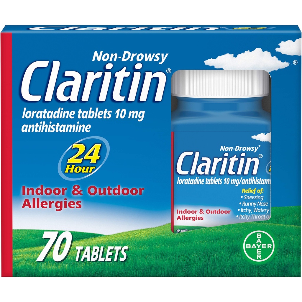 Claritin 24 시간 알레르기 약, 비 돌진 처방 힘 알레르기 구호, Loratadine 항히스타민 정제, 70 조사