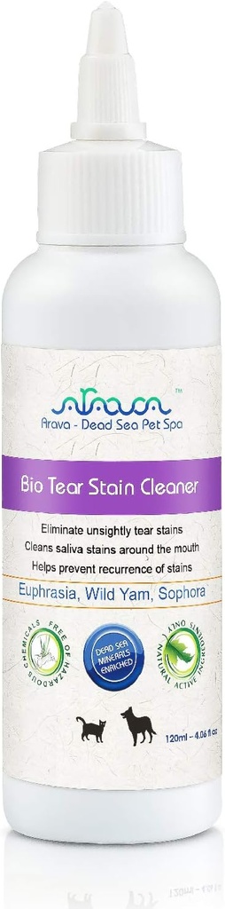Arava Natural Tear and Stain Remover for Dogs and Cats - 26 Dead Sea Minerals와 효과적인 솔루션은 눈과 Saliva Stains를 제거합니다.