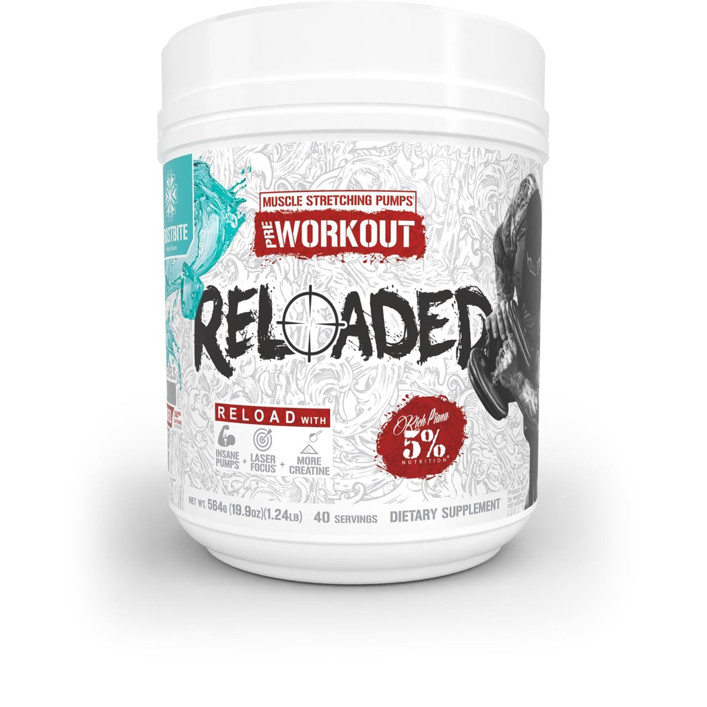 5% 영양 풍부한 피아나 Reloaded High Stim Pre-Workout | Ultra Energy, Focus, Pump, Power & Endurance | Citrulline, GlycerSize, Nitrosigine, Creatine, Choline, Huperzine A (Frostbite)