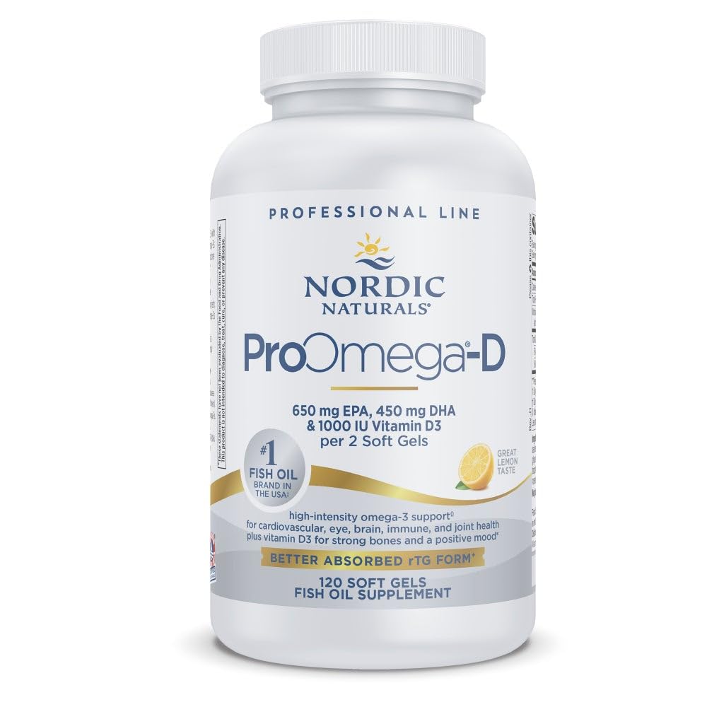 북유럽 자연 ProOmega-D, 레몬 맛 - 120 소프트 젤 - 1280 mg 오메가 - 3 + 1000 IU D3 - 고순도 생선 기름 - EPA & DHA - 두뇌, 눈, 심장, & 면역 건강 - Non-GMO - 60 서빙