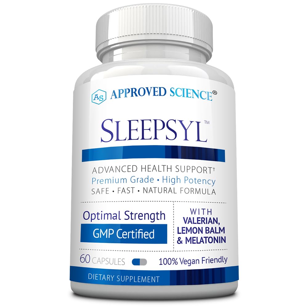 승인 과학 Sleepsyl - 수면 보충 - Valerian 뿌리, 레몬 Balm, Melatonin, Chamomile, L-Ornithine - Vegan, 60 캡슐