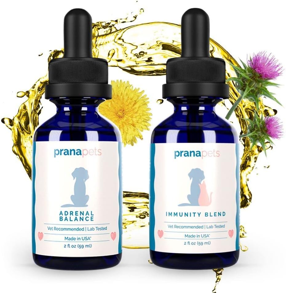 PranaPets Adrenal Immunity Regimen | 개와 Cushing 's & Immunity Blend Supplement for Dogs & Cats와 함께 개를위한 균형