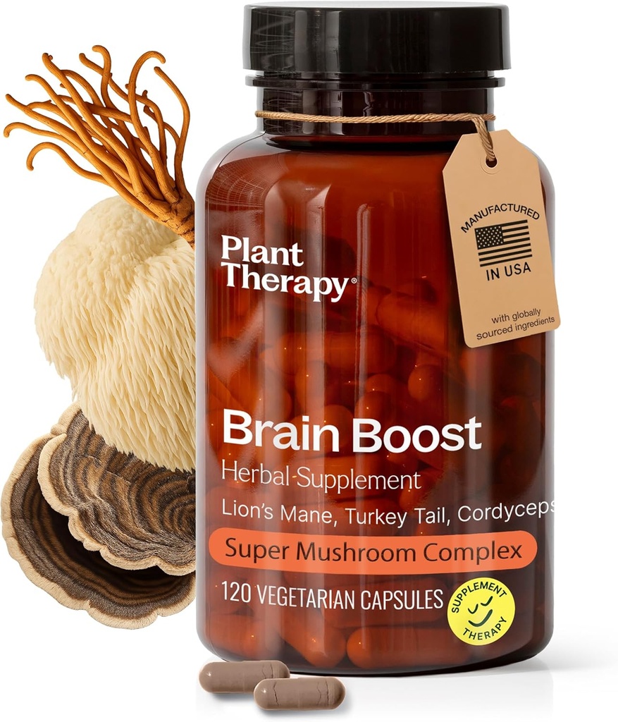 Plant Therapy Lion의 Mane 캡슐 제조 미국 터키 꼬리와 Cordyceps와 4 개월 공급 여성 및 남성 뇌 부스트 120 채식 캡슐에 대한 메모리 초점 보충제 지원