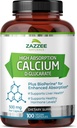 Zazzee 높은 흡수 칼슘 D-Glucarate, 캡슐 당 500 mg, 강화된 흡수를 위한 3 mg BioPerine, 100 Vegan 캡슐, 더하기 Broccoli 10:1 추출물, 100% 채식주의자, CDG, 모든 자연 및 비 GMO