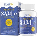 1200 MG SAM e는 뇌, 계류, 합동 및 간결, 높은 흡수 SAM-e (S-Adenosyl-L-Methionine)를 위한 보충 CoQ10, 5-HTP, Enteric 입히는 60 정제, Vegan를 입혔습니다