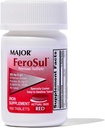주요 Ferosul - 성분 철의 65mg를 가진 철 황산염 325mg 정제 - 여자를 위한 철 보충교재, 남자 - 빨강 - 100 조사