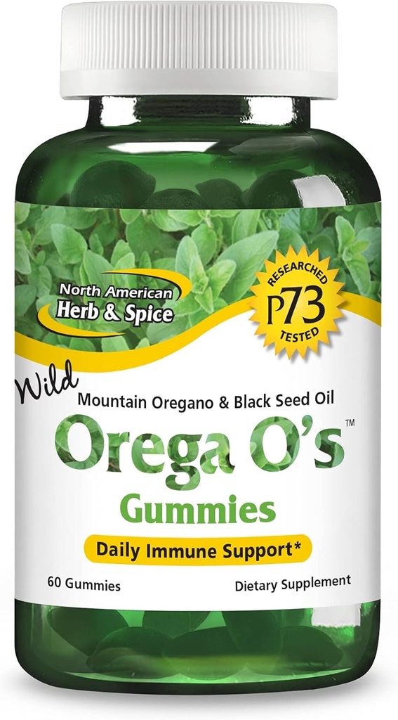 NORTH AMERICAN HERB & SPICE Orega O의 - 야생 산 Oregano 및 블랙 씨 오일 60 Gummies - 비 GMO - 30 서빙