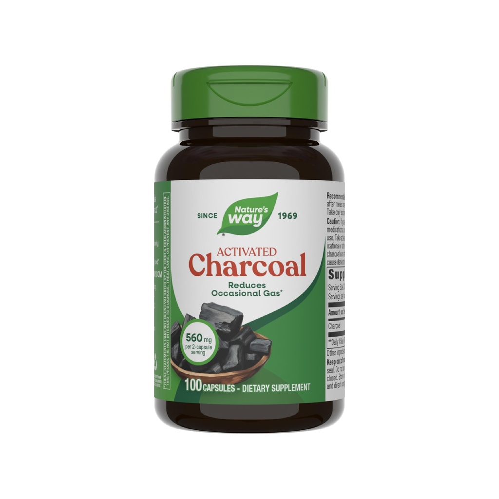 자연의 방법 활성화된 목탄, Binds는 소화 기관에 있는 물자 그리고 가스*, 2 캡슐 서빙 당 560 mg, 100개의 캡슐 (포장 May Vary)