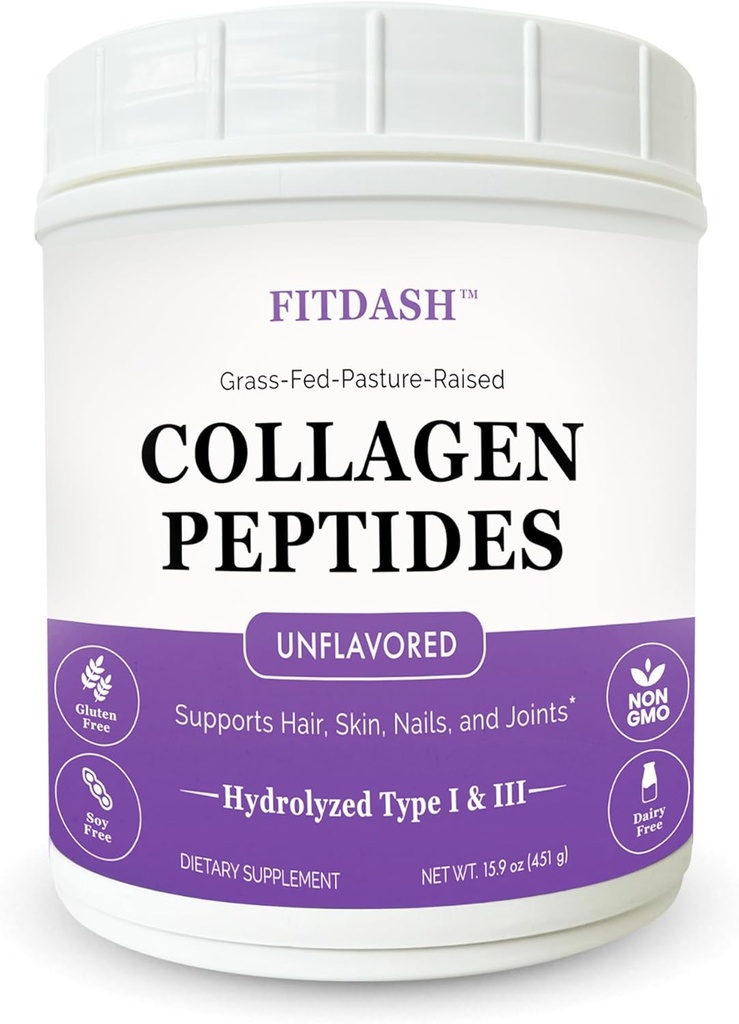 교원질 펩티드 Hydrolyzed 교원질 분말 유형 I와 III의 지원 머리, 못 및 합동. 불확실한 41 서빙 15.9 Oz. 잔디-Fed Pastured-Raised.