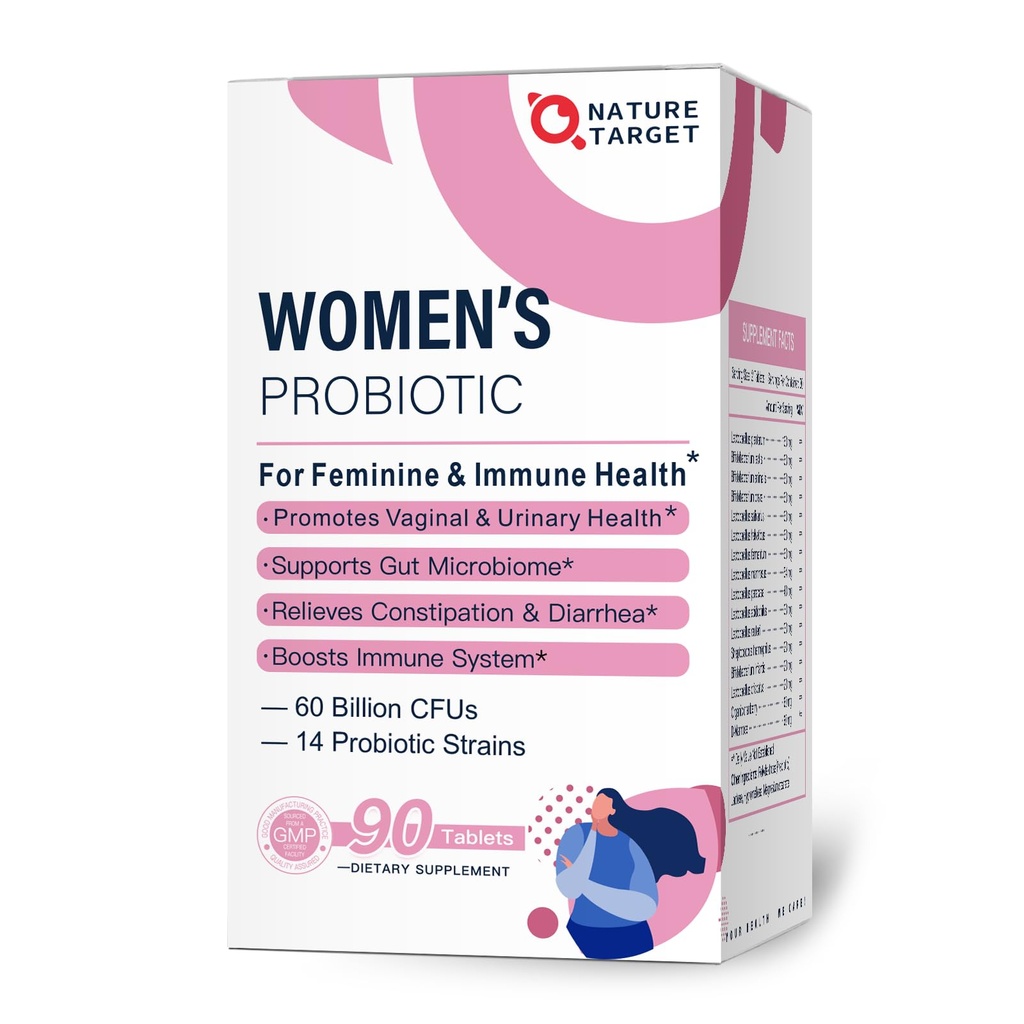 NATURE TARGET Probiotics-for-Women은 Prebiotics, Cranberry 및 D-Mannose, 60-Billion-CFUs, Digestive Health/Gut Health/Immune Booster의 여성 프로바이오틱스입니다.