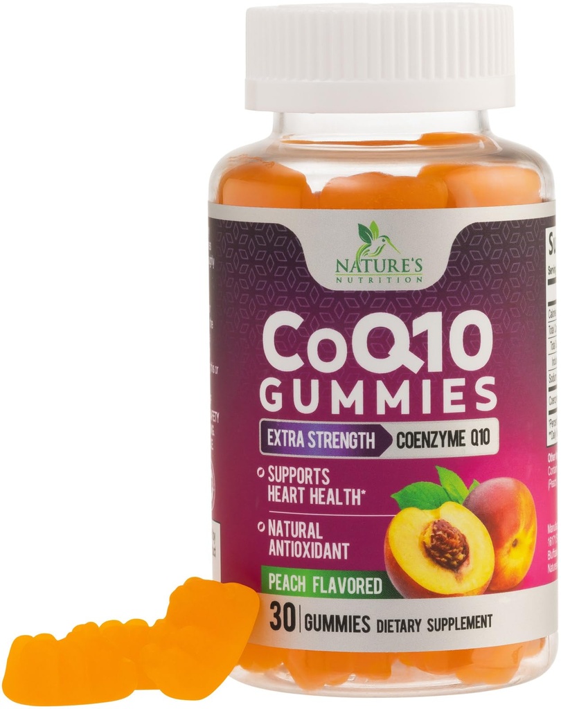 CoQ10 Gummies 100mg - 3X 힘, 높은 흡수, 심장 건강 지원 & 에너지 생산을 위한 산화 보충교재, 매우 Coenzyme Q10 비타민, Coq 10 보충교재, 비 GMO - 30 CoQ10 Gummies