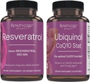 예비 품목 아름다움, Resveratrol 250 mg의 심장과 세포질 건강 30 모자 & Ubiquinol CoQ10 Stat를 위한 산화 방지제 보충교재 - 심장 혈관 체계, 에너지 수준 & 세포질 건강을 위한 지원 - 30