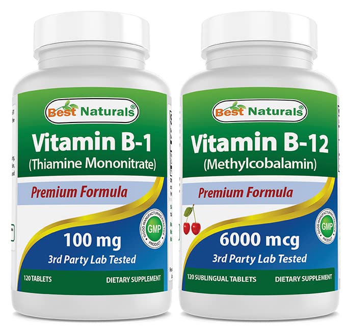 Thiamine Mononitrate 100 mg & 비타민 B12 6000 mcg로 제일 자연적인 비타민 B1