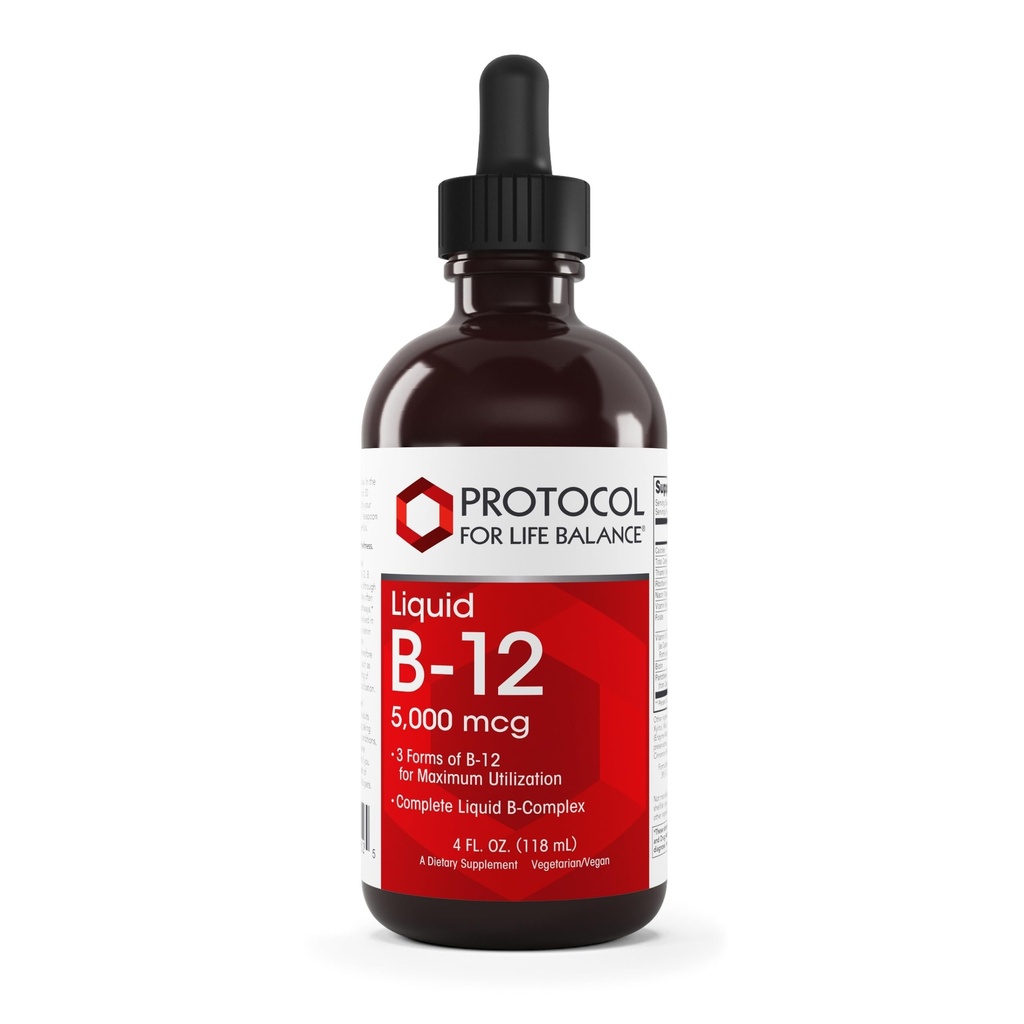생명 균형 액체 B-12 5,000mcg - 신경 시스템 지원 - B 비타민과 함께 - Dairy Free & Vegan Vitamin B Liquid - 4 fl oz