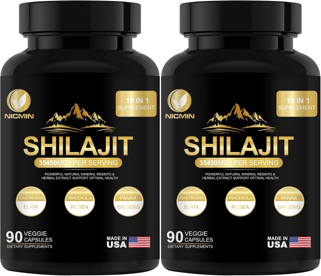 35450MG 순수한 Shilajit 보충교재 - 남자 & 여자를 위한 Himalayan 유기 Shilajit 강화한 에너지와 면역성이 있는 지원을 위한 최대 힘 Shilajit 180 Veggie 캡슐