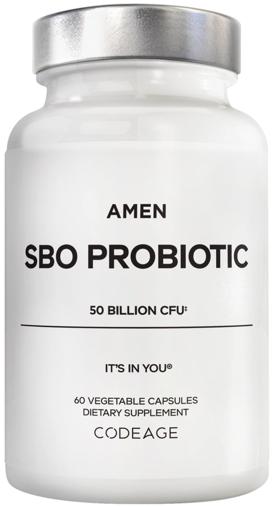 Amen Probiotics 보충, SBO Probiotic 및 유기 Prebiotics, 50 억 CFUs, 선반 안정, 냉동 필요 없음, Flora Daily Probiotic Formula for Women & Men, Vegan & Non-GMO, 60 캡슐