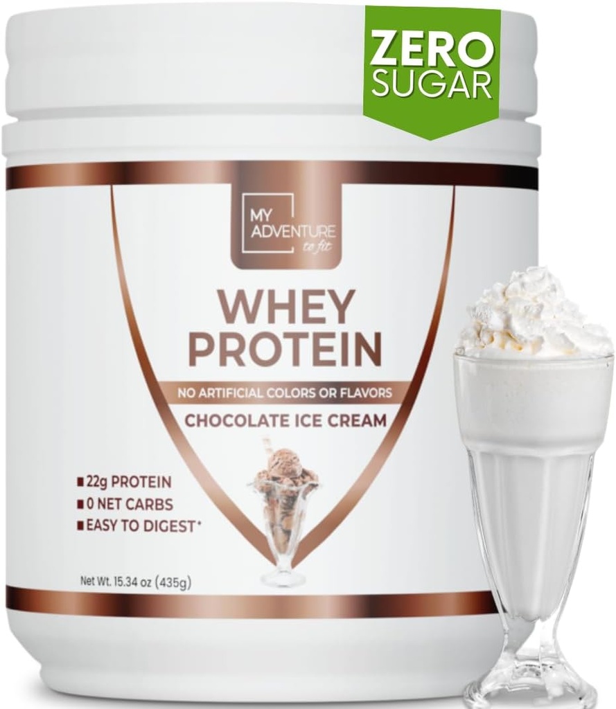 Whey Isolate Protein Powder에 맞는 내 모험 - 여성을위한 낮은 Carb Protein Powder - 근육 성장을위한 Stevia Whey Isolate Protein과 함께 - 단백질 분말 (Chocolate Ice Cream, 15 서빙)