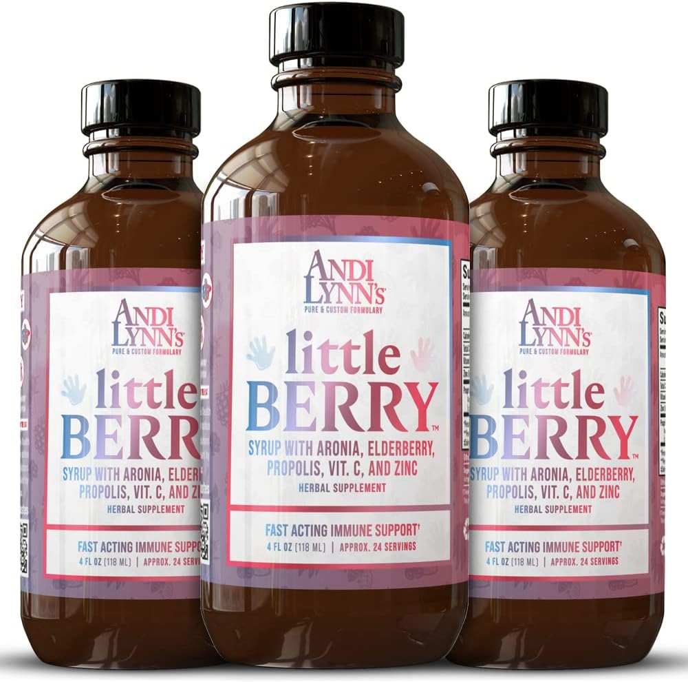 Andi Lynn의 LittleBerry, 비타민 C & 아연을 가진 아이를 위한 Elderberry Syrup, 빠른 행동 면역 지원 초본 보충교재, 4개 oz (3 팩)