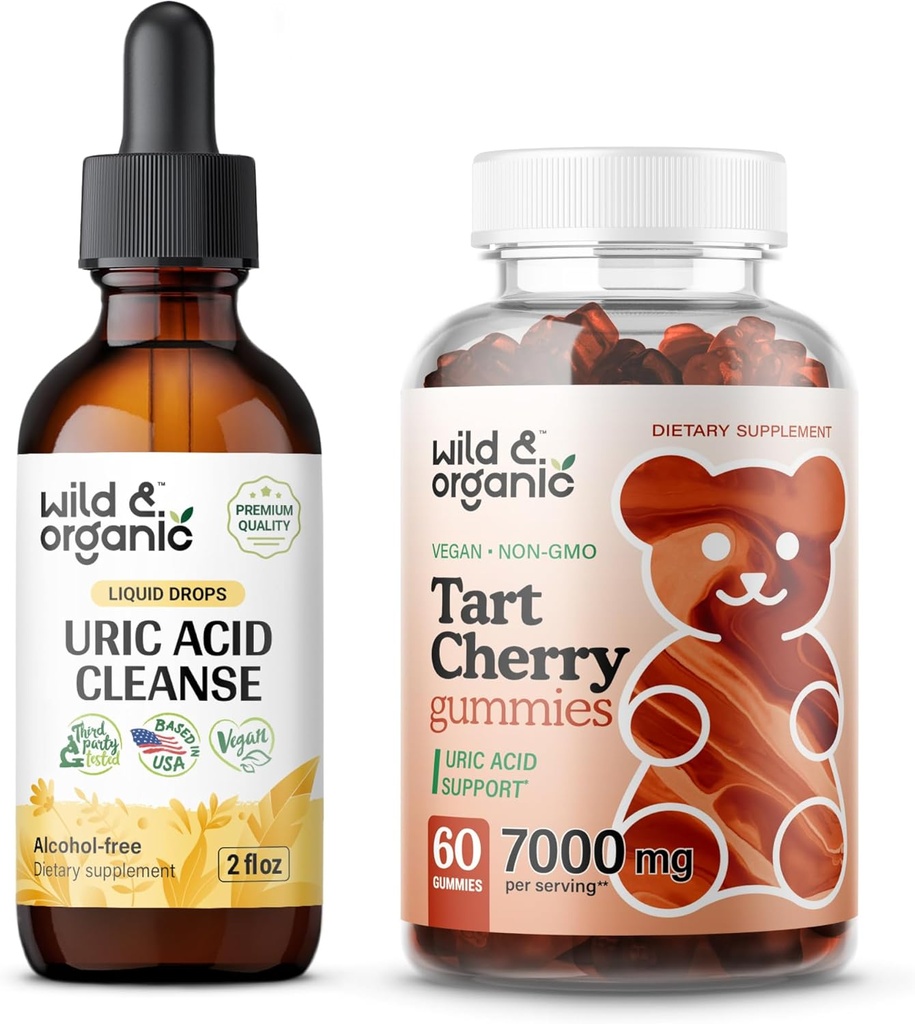 야생 & 유기 우릭 산 Cleanse Tincture 2 fl oz & Tart Cherry Gummies