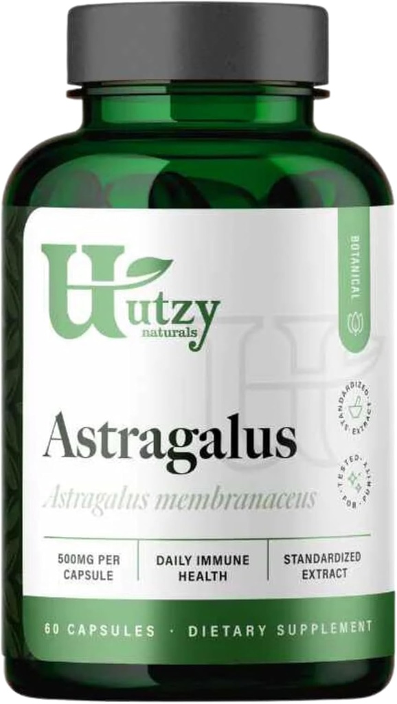 Utzy Naturals Astragalus | 일일 면역 건강 | 캡슐 당 500 mg | 60 캡슐