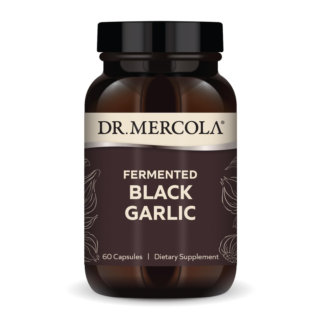 Mercola Fermented Black Garlic 박사 - 항산화 보충 - 면역, 세포 및 심장 건강 지원 - 포함 S-Allyl-Cysteine - Non-GMO, 글루텐 프리 & Soy-Free - 60 캡슐 (30 서빙)