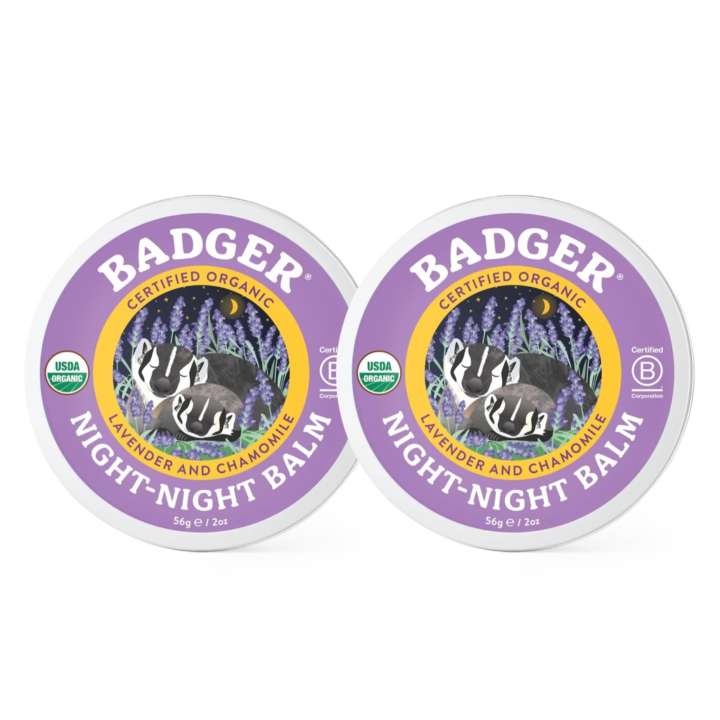 Badger - 나이트 나이트 피트, Chamomile & Lavender, 아이들을위한 자연 수면 발기, 어린이, 어린이 유기농 수면 발기, 2 온스 (2 팩)
