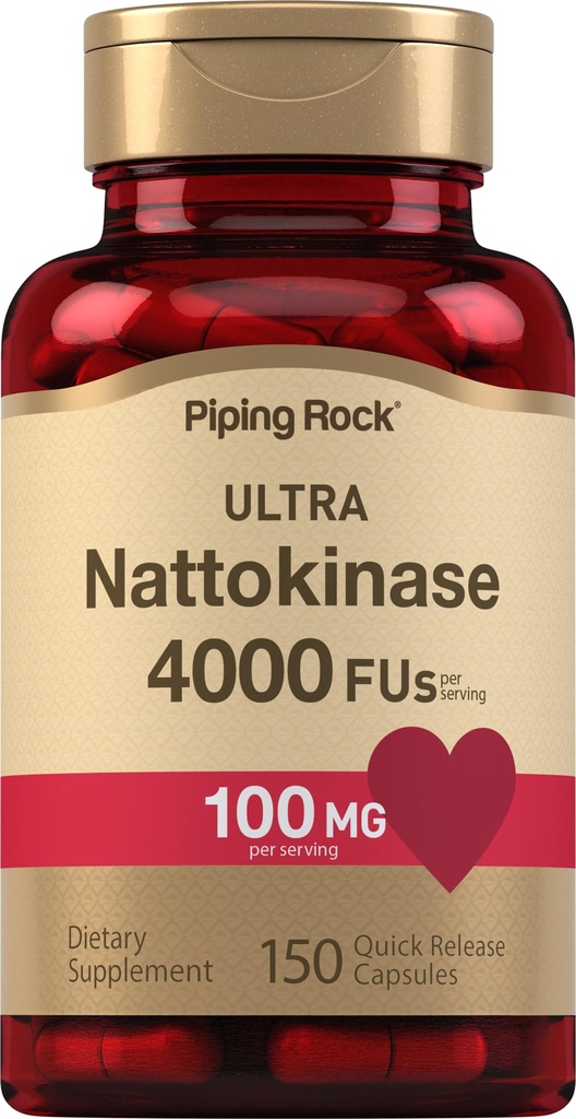 Piping Rock Nattokinase 보충 4000 FU | 100mg | 150 캡슐 | 비 GMO, 글루텐 프리