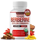Ceylon Cinnamon 2175mg을 가진 유기 Berberine - 우수한 berberine 보충 높은 순수성 추출물 USDA 유기, 지원 면역 체계, Berberine Plus Complex, 남자 여자를 위한 비 GMO Vegan 90의 캡슐