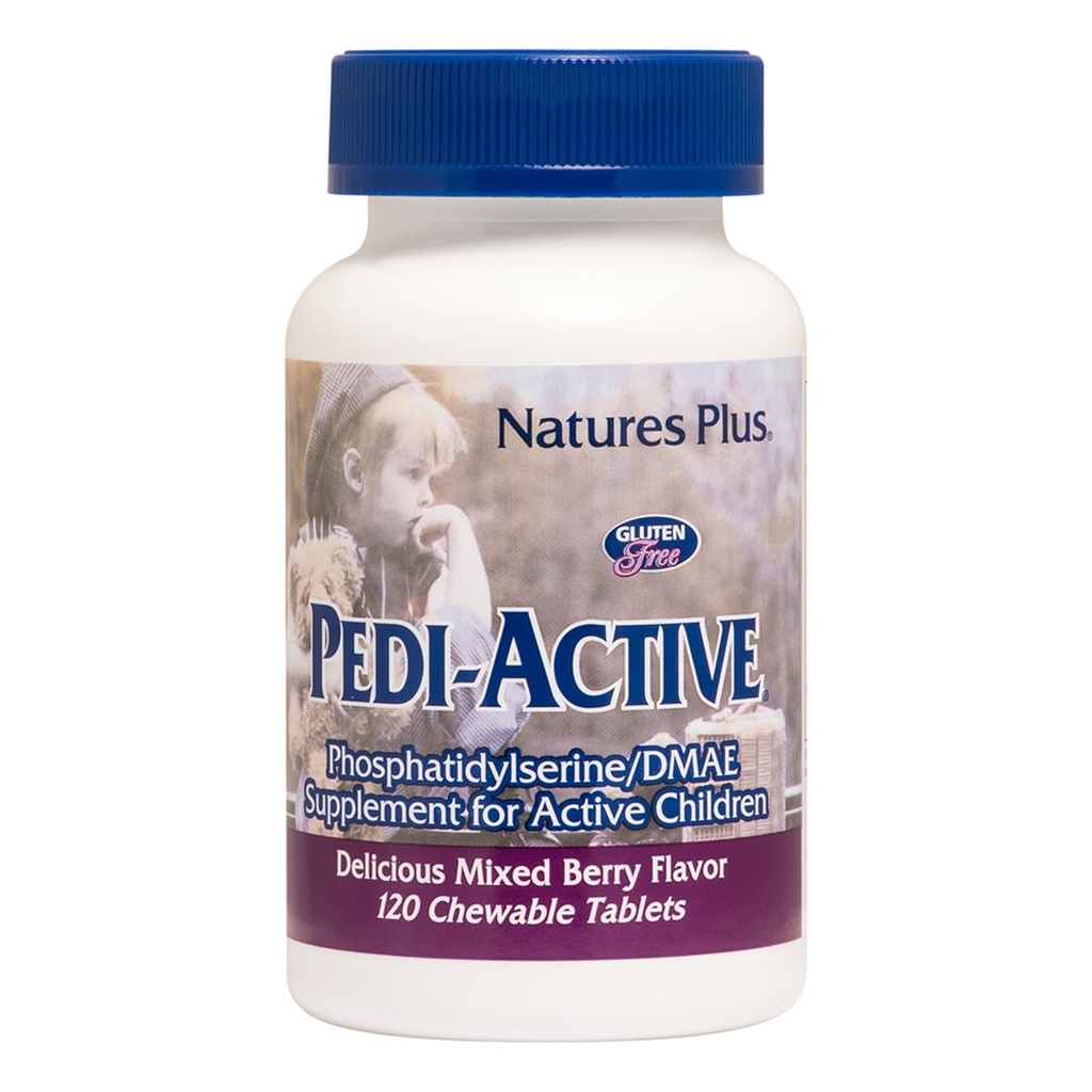 NaturesPlus Pedi-Active LECI-PS, DMAE Complex - 120 Chewable Tablets - 혼합 Berry flavor - 어린이 Chewable 보충, 뇌 건강을 촉진, 초점 - 채식주의, 글루텐 - 무료 60 서빙