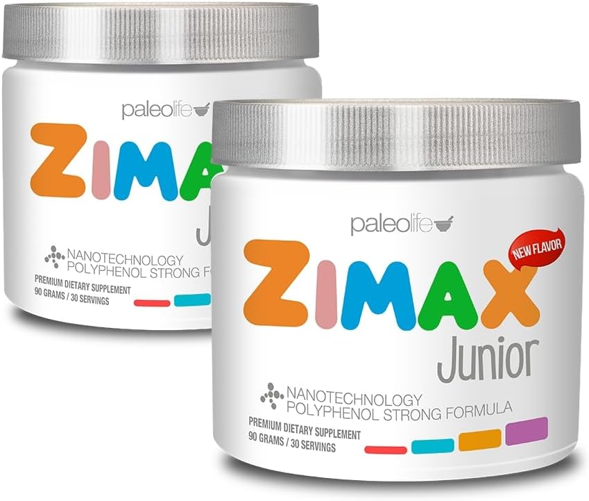 ZIMAX Junior Super Antioxidant for Children and Adolescents Between 4 and 16 Years, 100% 천연 비타민 C, 마그네슘, 비타민 D3, 쿠르쿠민, 생강 및 미네랄