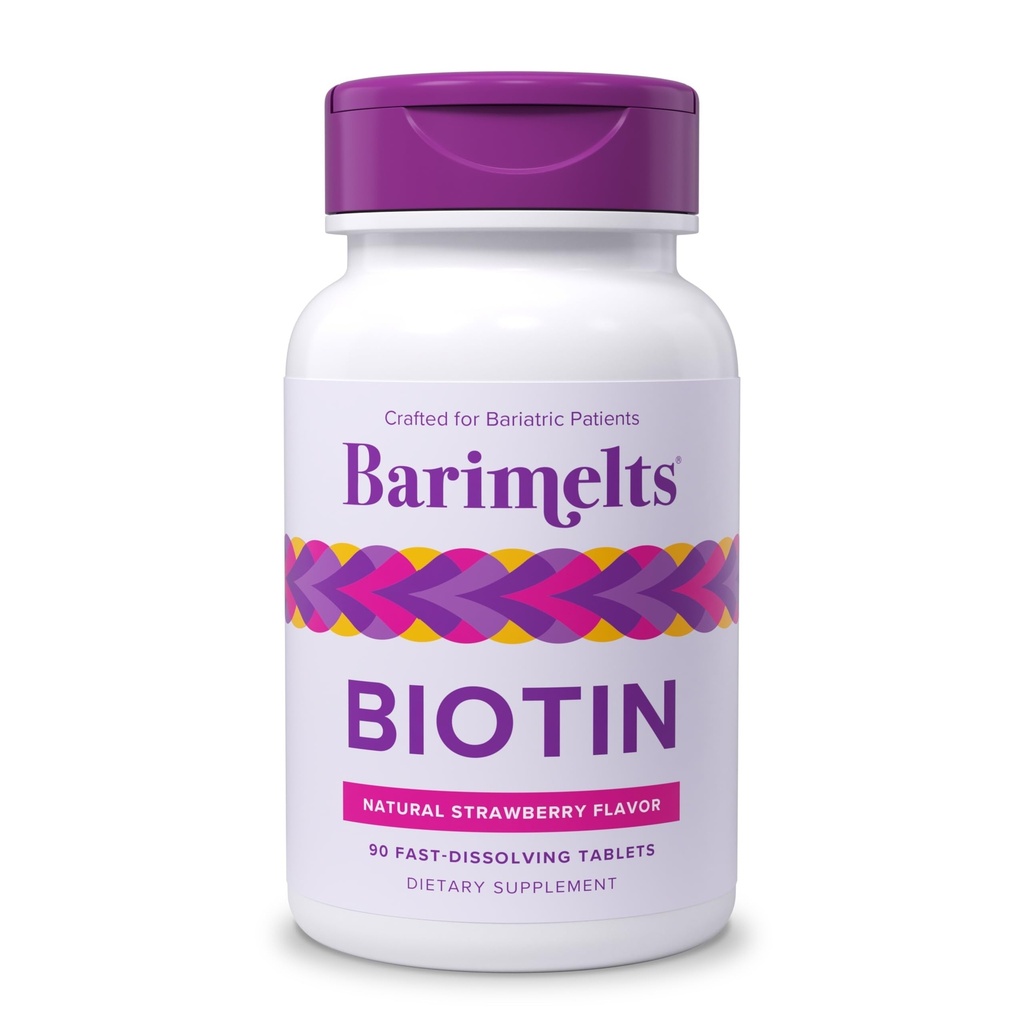 BariMelts Biotin 5000mcg, 90 빠른 용해 정제 (3-달 공급), 여성, 자연적인 딸기 풍미를 위한 설탕 자유로운 Bariatric 비타민