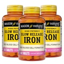 Mason 자연적인 느린, 윤활제 철 (철 황산염) 50 mg 정제, 180 일 공급, 높은 잠재력 보충교재, Stomach에 Gentle, 3 팩