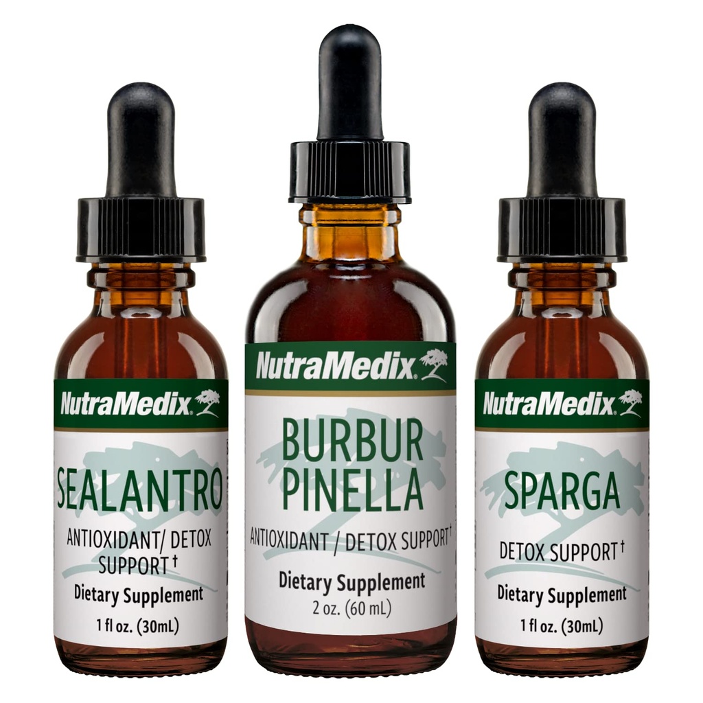 NutraMedix Detox Support Bundle - Sealantro (Chlorella, Cilantro Leaf & Pacific Cold-Water Red Seaweed), Sparga (Astragalus) 및 Burbur Pinella Extracts for Cleansing & Detox Support - 3 조각 세트