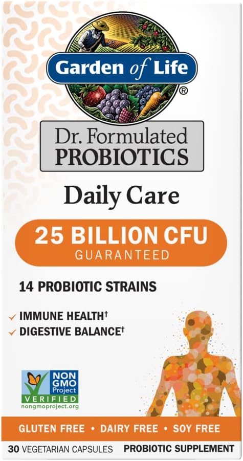 생명 박사의 정원. 공식화 된 Probiotics 매일 케어 30 캡슐 25 억 CFU 14 Strains 면역 균형, 글루텐 무료, 콩 무료